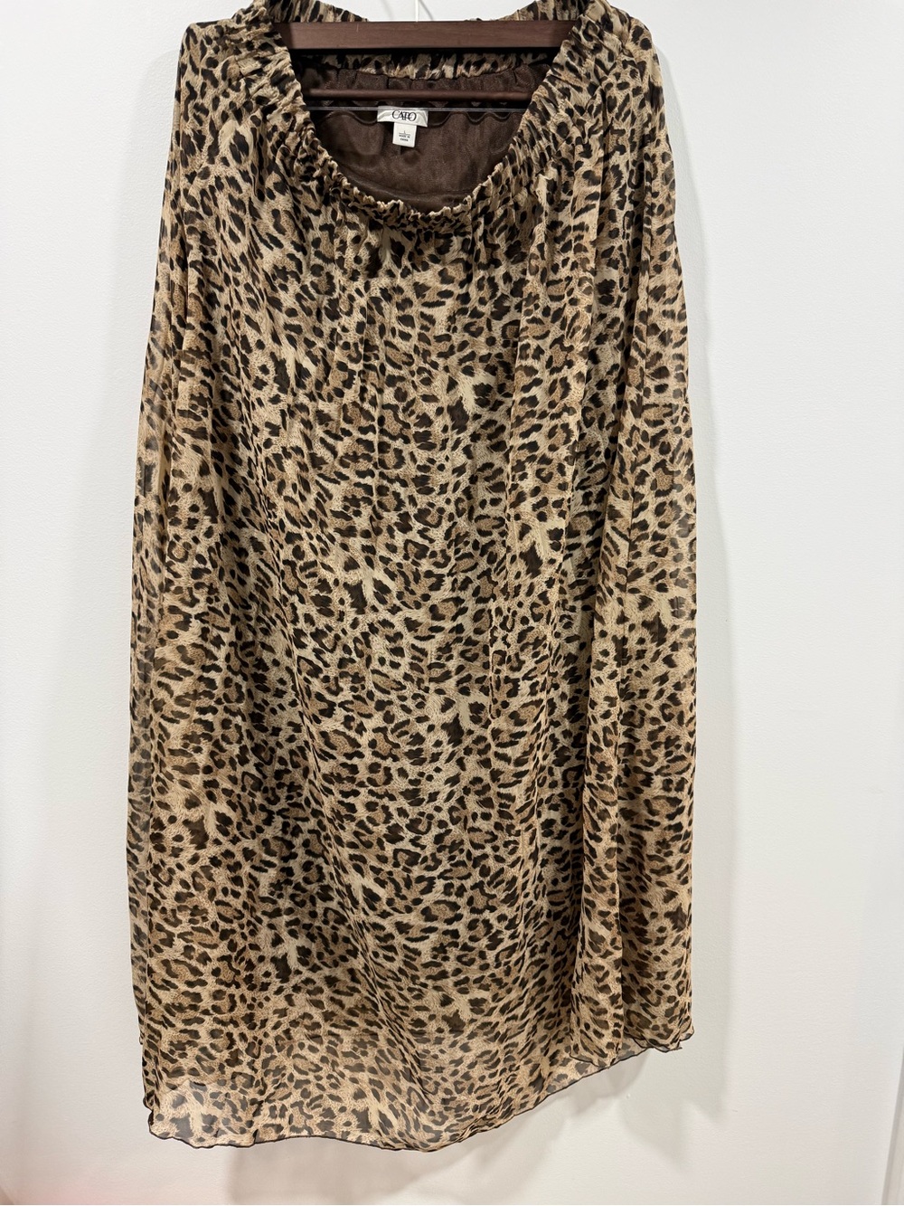 Cato Leopard Print A-Line Skirt in Tan and Black